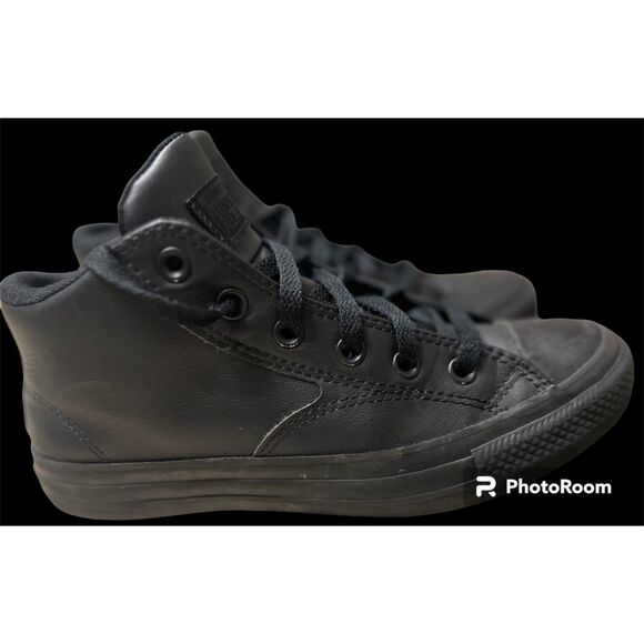 Black Leather Converse All Stars - Picture 4 of 8